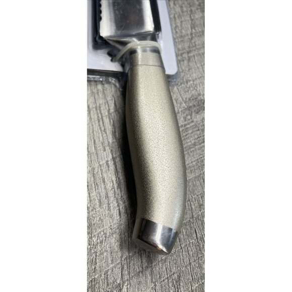 Oneida Bread‎ Knife & Case Stainless 8" Serrated Bevel Brushed Silver Handle NEW - Picture 3 of 8